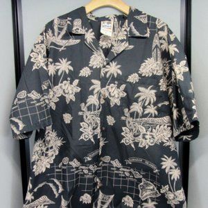 Vintage Hawaiian Togs Tropical Hawaiian Islands Tiki Shirt. Size XL. Hilo Hattie